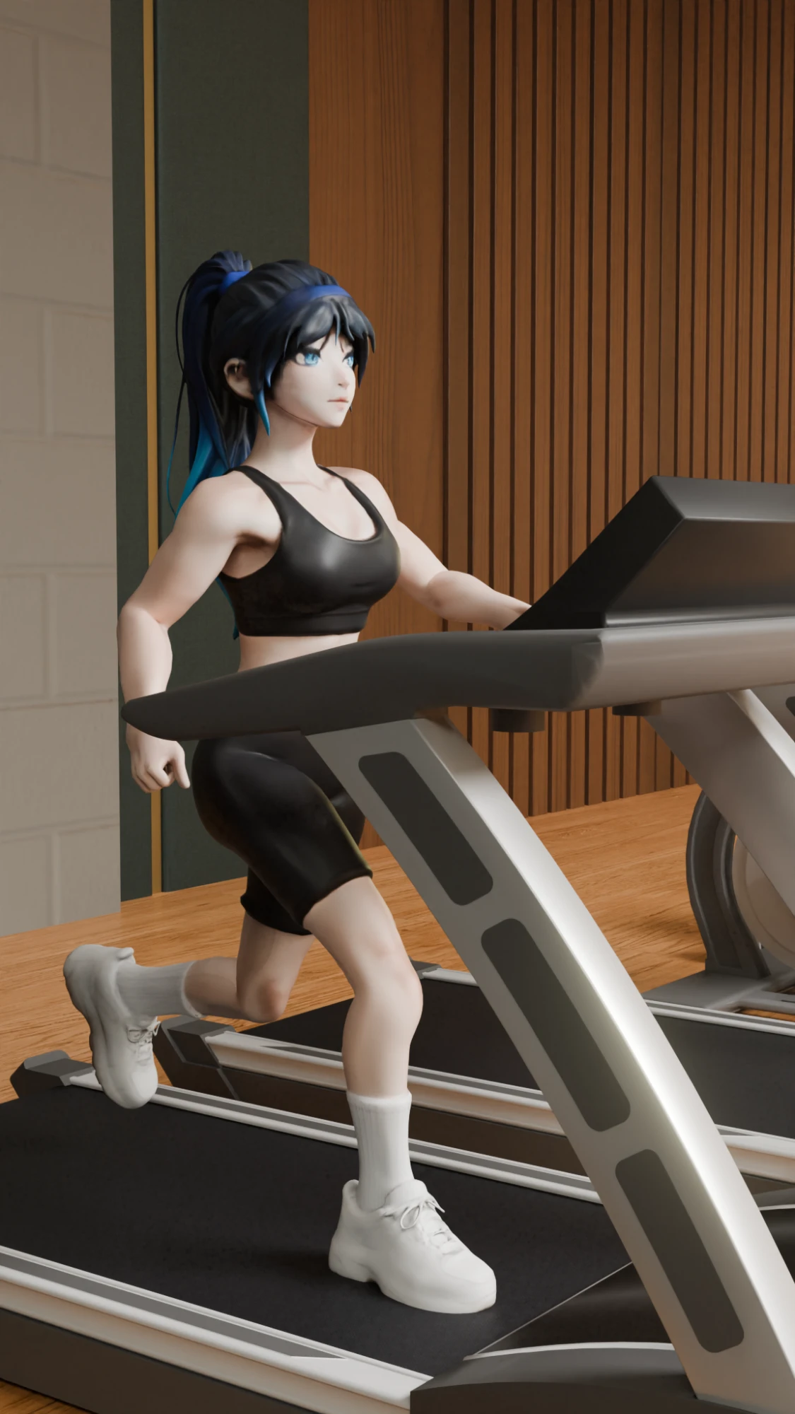 An athlete running on a treadmill